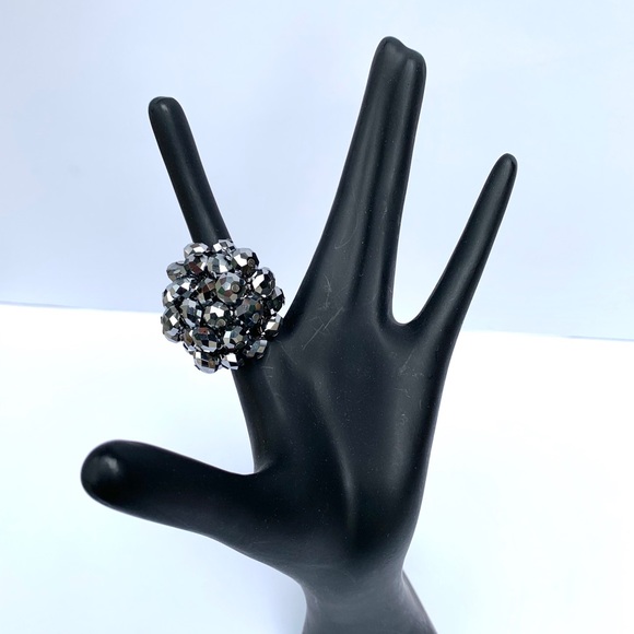 Silver Beaded Statement Ring - Picture 3 of 4